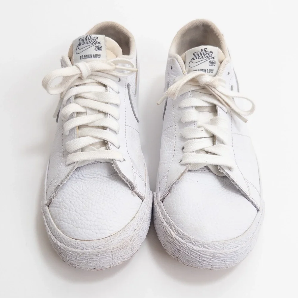 Nike SB Blazer Low AR1576-114 White‎ Leather Skate Shoes Men 8.5